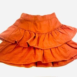 Chelsea & Violet Girls Rust Orange Brick Red Layered Skirt 100 % Cotton Size S